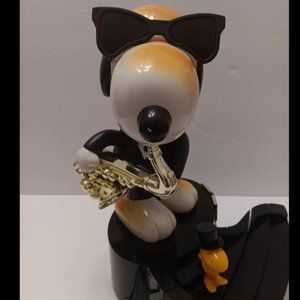 Peanuts 50th Celebration Snoopy Push Button Telephone w/ Woodstock and Saxophone